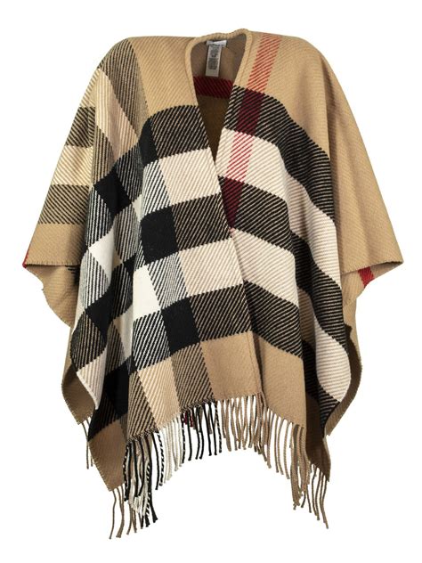 burberry check wool cape